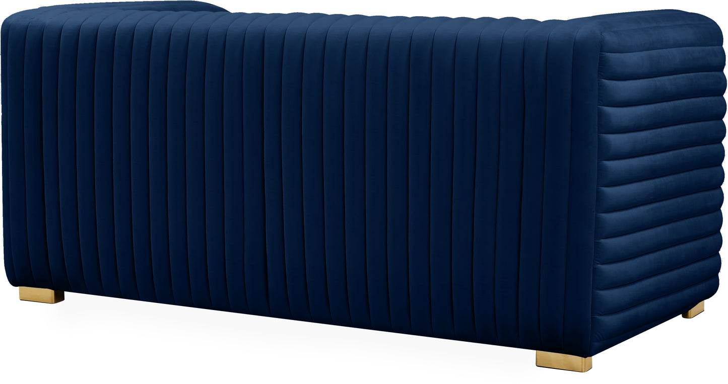 selena navy velvet loveseat l