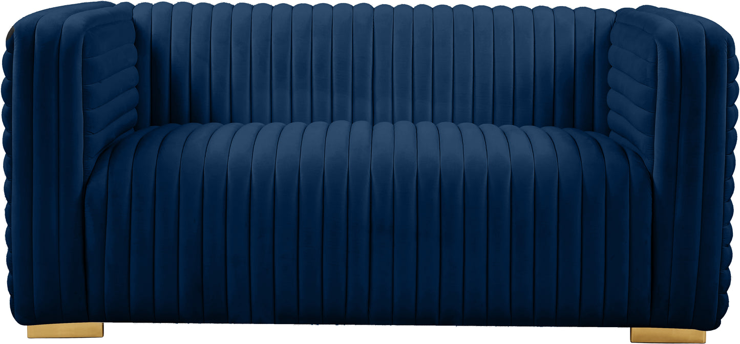 selena navy velvet loveseat l