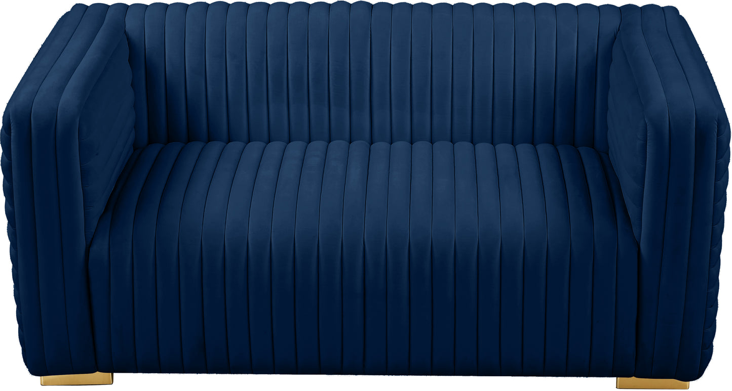 selena navy velvet loveseat l