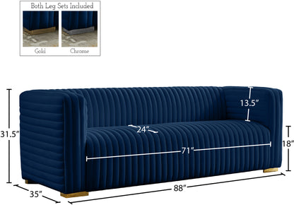 Selena Navy Velvet Sofa S