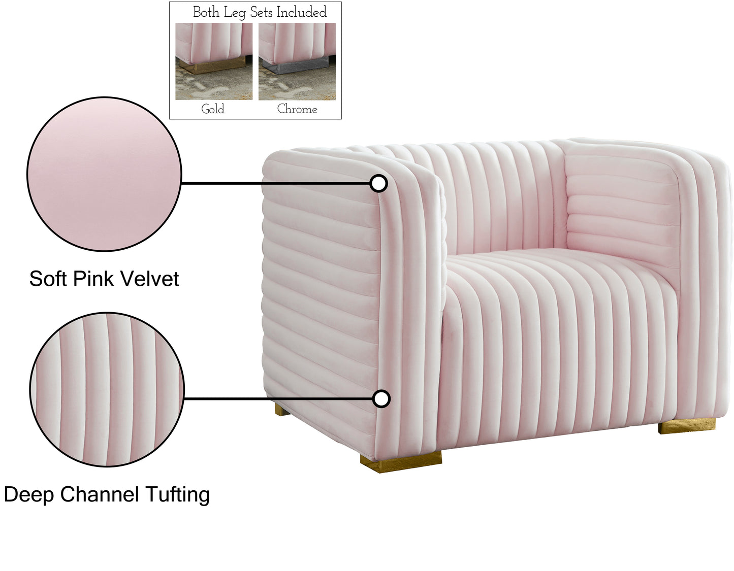 selena pink velvet chair c