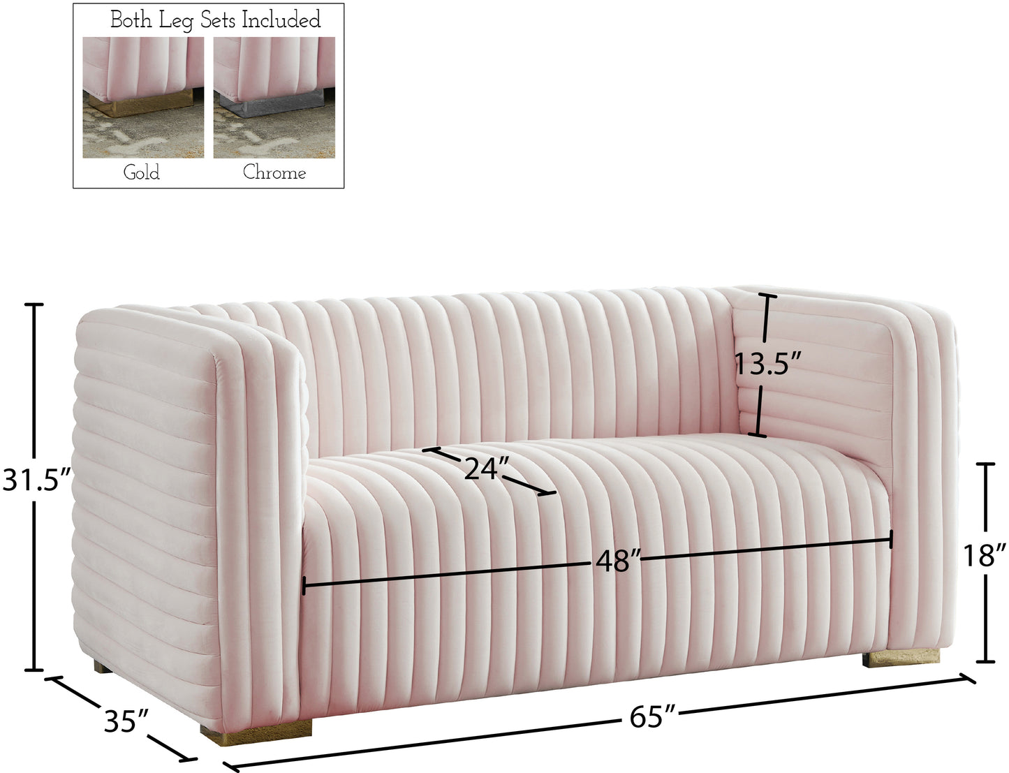 selena pink velvet loveseat l