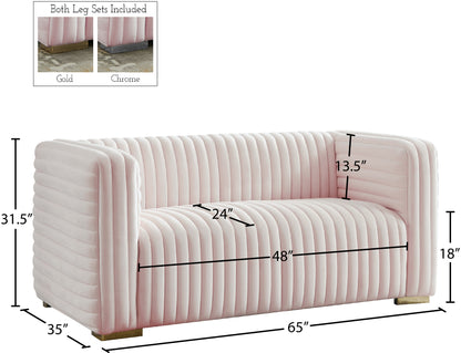 Selena Pink Velvet Loveseat L