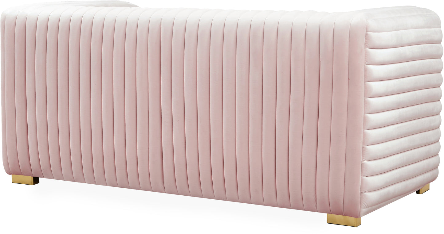 selena pink velvet loveseat l