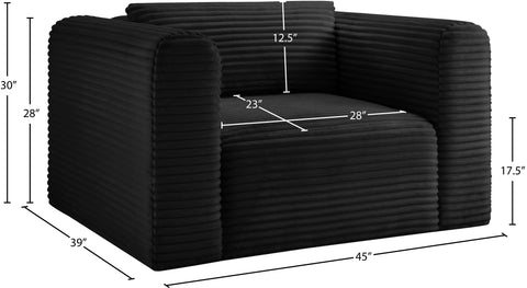Faye Black Corduroy Performance Fabric Upholstered Accent Chair, 1 Piece