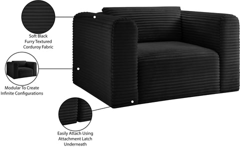 Faye Black Corduroy Performance Fabric Upholstered Accent Chair, 1 Piece
