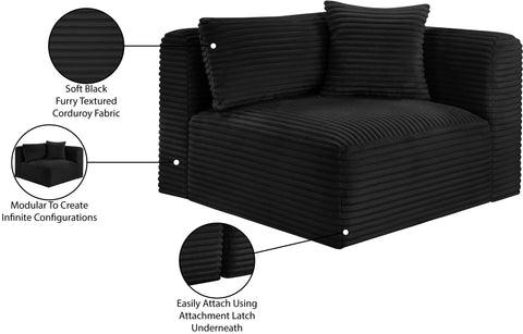 Faye Black Corduroy Performance Fabric Upholstered Corner Chair, 1 Piece