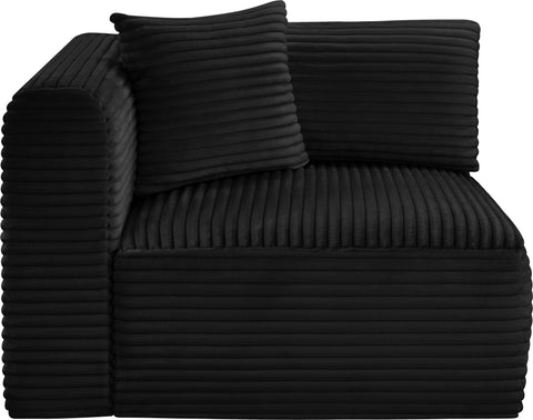 Faye Black Corduroy Performance Fabric Upholstered Corner Chair, 1 Piece