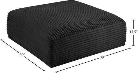 Faye Black Corduroy Performance Fabric Upholstered Ottoman, 1 Piece