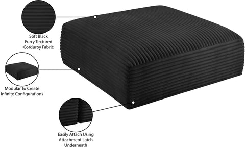 Faye Black Corduroy Performance Fabric Upholstered Ottoman, 1 Piece