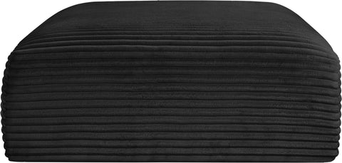 Faye Black Corduroy Performance Fabric Upholstered Ottoman, 1 Piece