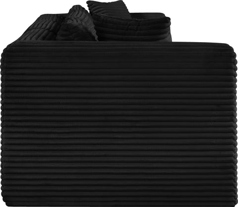 Faye 109" Black Corduroy Performance Fabric Upholstered Sofa, 3-Piece