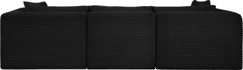 Faye 109" Black Corduroy Performance Fabric Upholstered Sofa, 3-Piece