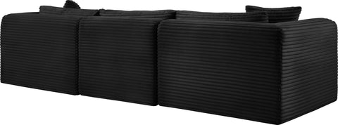 Faye 109" Black Corduroy Performance Fabric Upholstered Sofa, 3-Piece