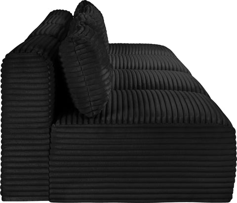 Faye 124" Black Corduroy Performance Fabric Upholstered Armless Sofa, 4-Piece