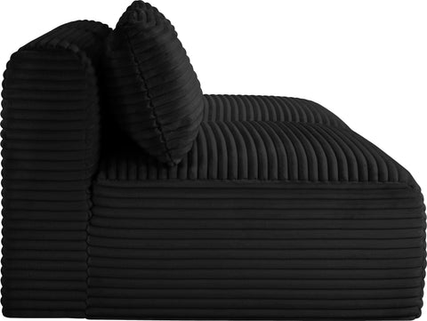 Faye 62" Black Corduroy Performance Fabric Upholstered Armless Loveseat, 2-Piece