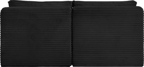 Faye 62" Black Corduroy Performance Fabric Upholstered Armless Loveseat, 2-Piece