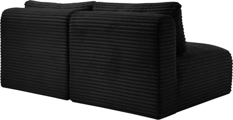 Faye 62" Black Corduroy Performance Fabric Upholstered Armless Loveseat, 2-Piece
