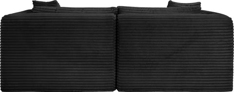 Faye 78" Black Corduroy Performance Fabric Upholstered Sofa, 2-Piece