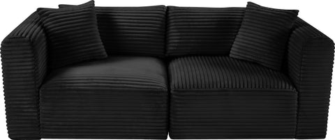 Faye 78" Black Corduroy Performance Fabric Upholstered Sofa, 2-Piece
