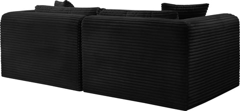 Faye 78" Black Corduroy Performance Fabric Upholstered Sofa, 2-Piece
