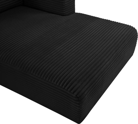 Faye 114" Black Corduroy Performance Fabric Upholstered Sectional, 3-Piece