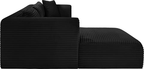 Faye 114" Black Corduroy Performance Fabric Upholstered Sectional, 3-Piece