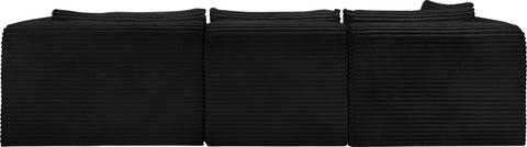 Faye 114" Black Corduroy Performance Fabric Upholstered Sectional, 3-Piece