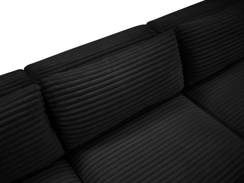 Faye 114" Black Corduroy Performance Fabric Upholstered Sectional, 3-Piece