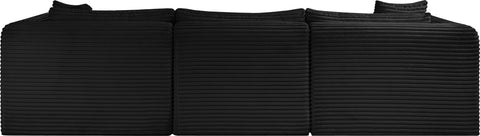 Faye 109" Black Corduroy Performance Fabric Upholstered Sectional, 4-Piece
