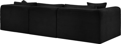 Faye 109" Black Corduroy Performance Fabric Upholstered Sectional, 4-Piece