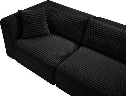 Faye 109" Black Corduroy Performance Fabric Upholstered Sectional, 4-Piece