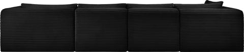 Faye 145" Black Corduroy Performance Fabric Upholstered Sectional, 4-Piece