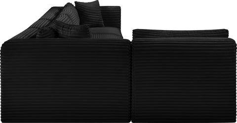 Faye 140" Black Corduroy Performance Fabric Upholstered Sectional, 5-Piece (Style 2)