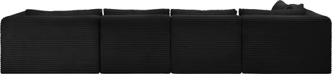 Faye 145" Black Corduroy Performance Fabric Upholstered Sectional, 5-Piece (Style 2)