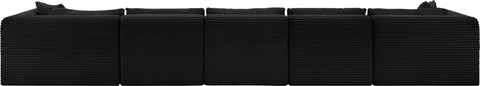 Faye 176" Black Corduroy Performance Fabric Upholstered Sectional, 6-Piece