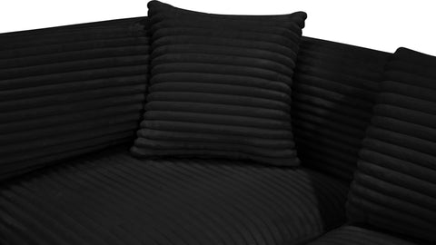 Faye 202" Black Corduroy Performance Fabric Upholstered Sectional, 7-Piece
