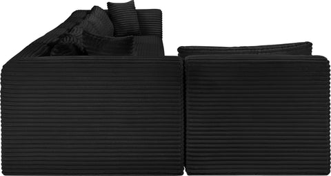 Faye 202" Black Corduroy Performance Fabric Upholstered Sectional, 7-Piece