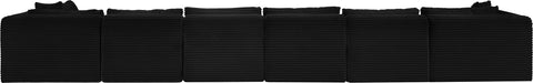 Faye 202" Black Corduroy Performance Fabric Upholstered Sectional, 7-Piece