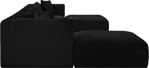 Faye 171" Black Corduroy Performance Fabric Upholstered Sectional, 7-Piece (Style 2)