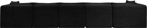 Faye 171" Black Corduroy Performance Fabric Upholstered Sectional, 7-Piece (Style 2)