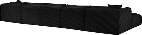 Faye 171" Black Corduroy Performance Fabric Upholstered Sectional, 7-Piece (Style 2)