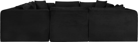 Faye 140" Black Corduroy Performance Fabric Upholstered Sectional, 8-Piece