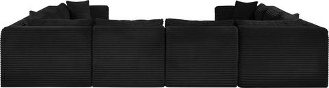 Faye 140" Black Corduroy Performance Fabric Upholstered Sectional, 8-Piece