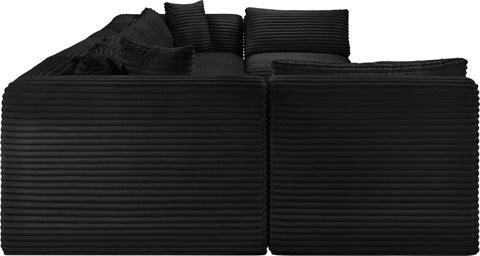 Faye 202" Black Corduroy Performance Fabric Upholstered Sectional, 8-Piece