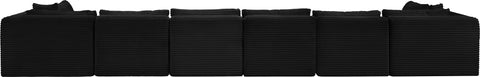 Faye 202" Black Corduroy Performance Fabric Upholstered Sectional, 8-Piece