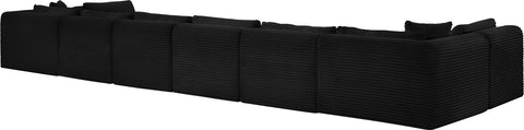 Faye 202" Black Corduroy Performance Fabric Upholstered Sectional, 8-Piece