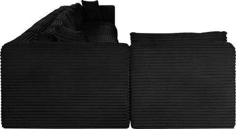 Faye 233" Black Corduroy Performance Fabric Upholstered Sectional, 8-Piece