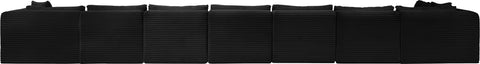 Faye 233" Black Corduroy Performance Fabric Upholstered Sectional, 8-Piece