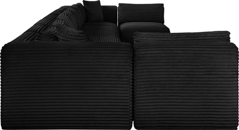 Faye 233" Black Corduroy Performance Fabric Upholstered Sectional, 9-Piece